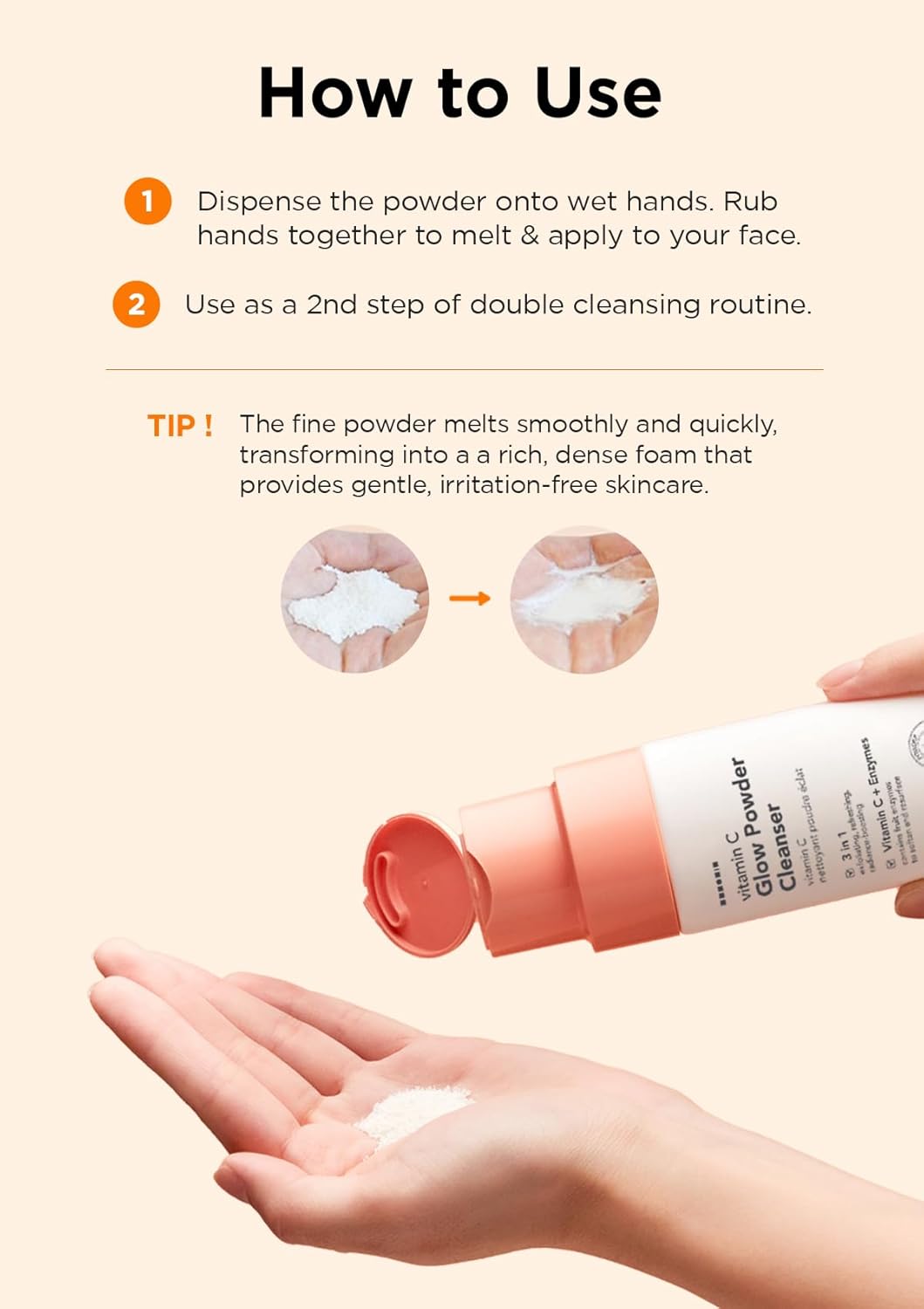 Hanskin Vitamin C Glow Powder Cleanser - Gentle Face Wash for Brightening & Radiant Skin, Papaya Enzyme Powder Facial Cleanser for Dry Skin, Exfoliating & Refreshing Korean Skincare [2.36 fl oz.]