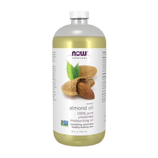 NOW Foods Solutions, Sweet Almond Oil, 100% Pure Moisturizing Oil, Promotes Healthy-Looking Skin, Unscented Oil, 32-Ounce
