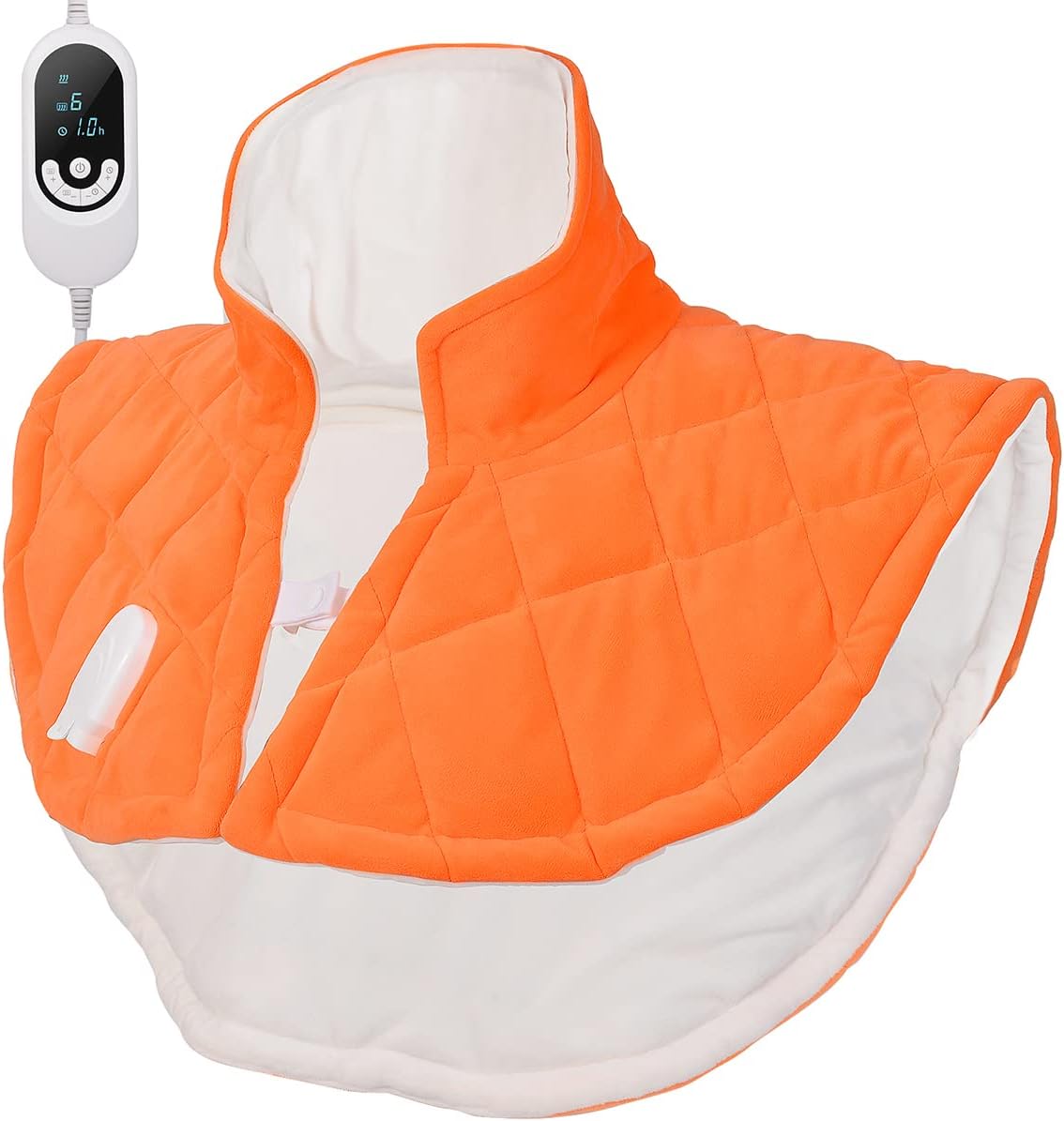 Heating Pad for Neck and Shoulders and Back, Weighted Electric Heat Pad for Pain Relief, Dry/Moist Heat Large Heated Wrap, 6 Heat Settings, 6 Auto-Off, Gifts for Women Men Mom Dad (Orange, XL)