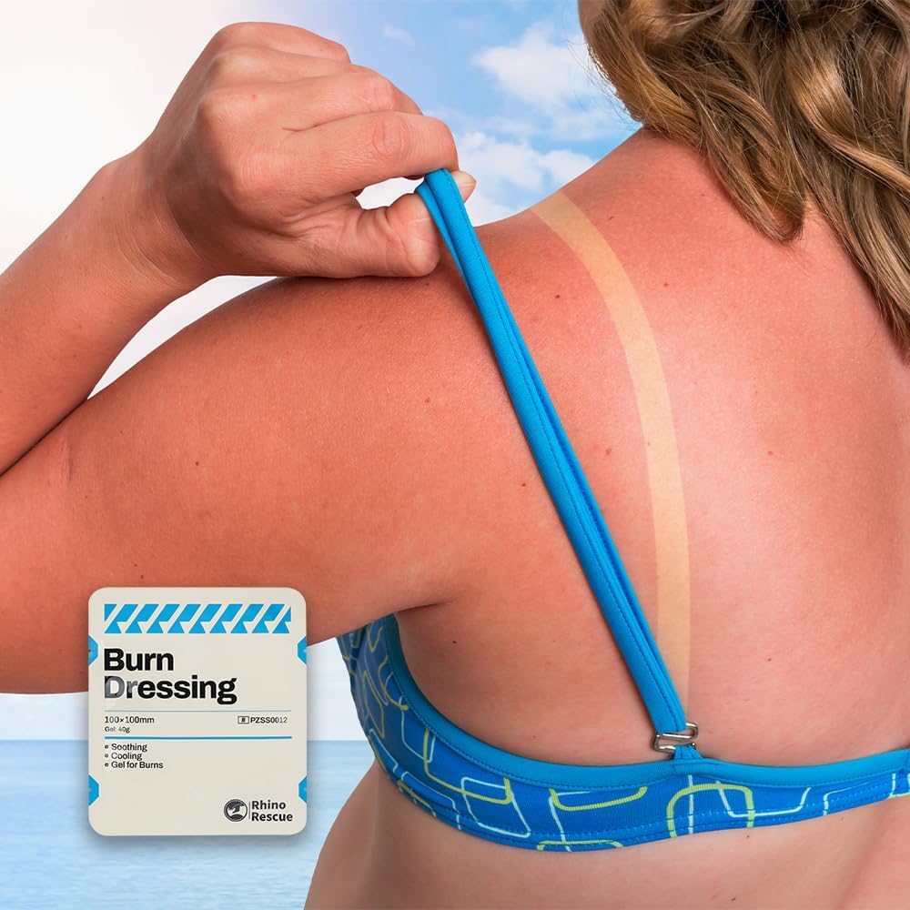 RHINO RESCUE 20 Pack 4" X 4" Burn Dressing, Burn Gel Cooling Soothing Cream Relief Burn First Aid Supplies (20)