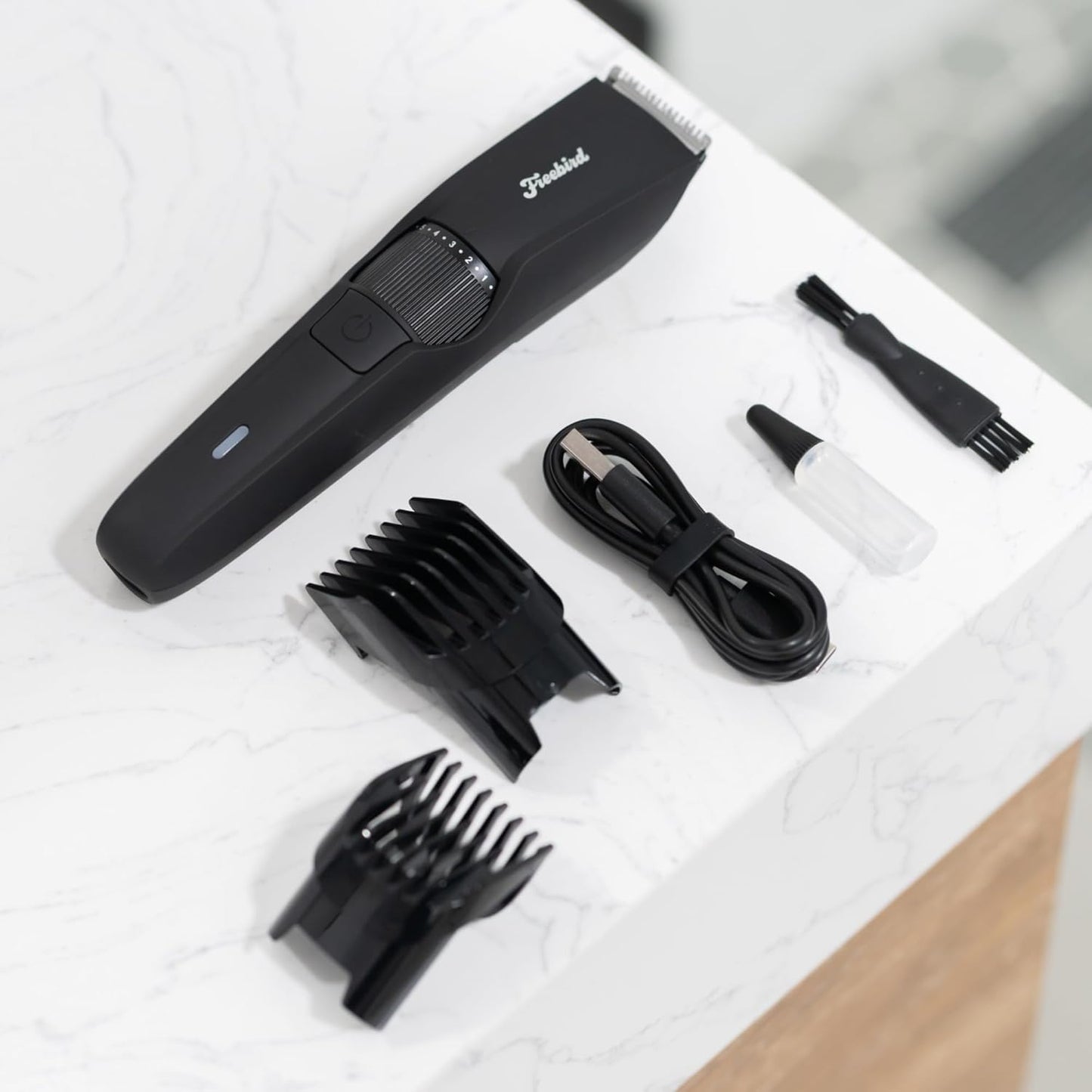 Freebird BeardSeries Trimmer for Men - Ultra Sharp Beard Trimmer with Precision Dial, Stainless Steel Blades, 40 Length Settings, Cordless & Rechargeable, for Beard, Hair, Body, & Intimate Grooming