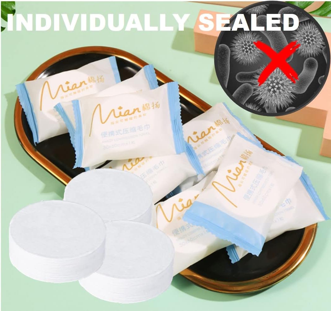 Premium Extra Large and Thick (23.6" X 11.8") Pure Cotton Disposable Washcloths, Portable Travel Towels Wash Cloth for Camping Hiking Backpacking or Traveling