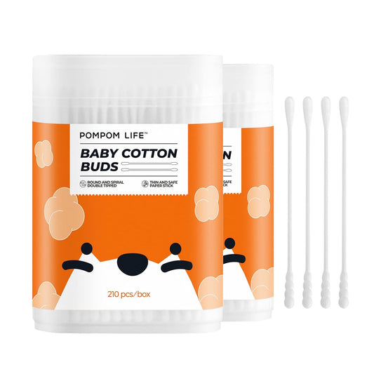 Baby Cotton Swabs 420 Count, Cotton Swabs For Personal Hygiene, Baby Safe Tips For Ear and Nose Clean With Biodegradable & Organic Cotton Buds, Double Tipped Safety Sticks, 100% Eco-Friendly