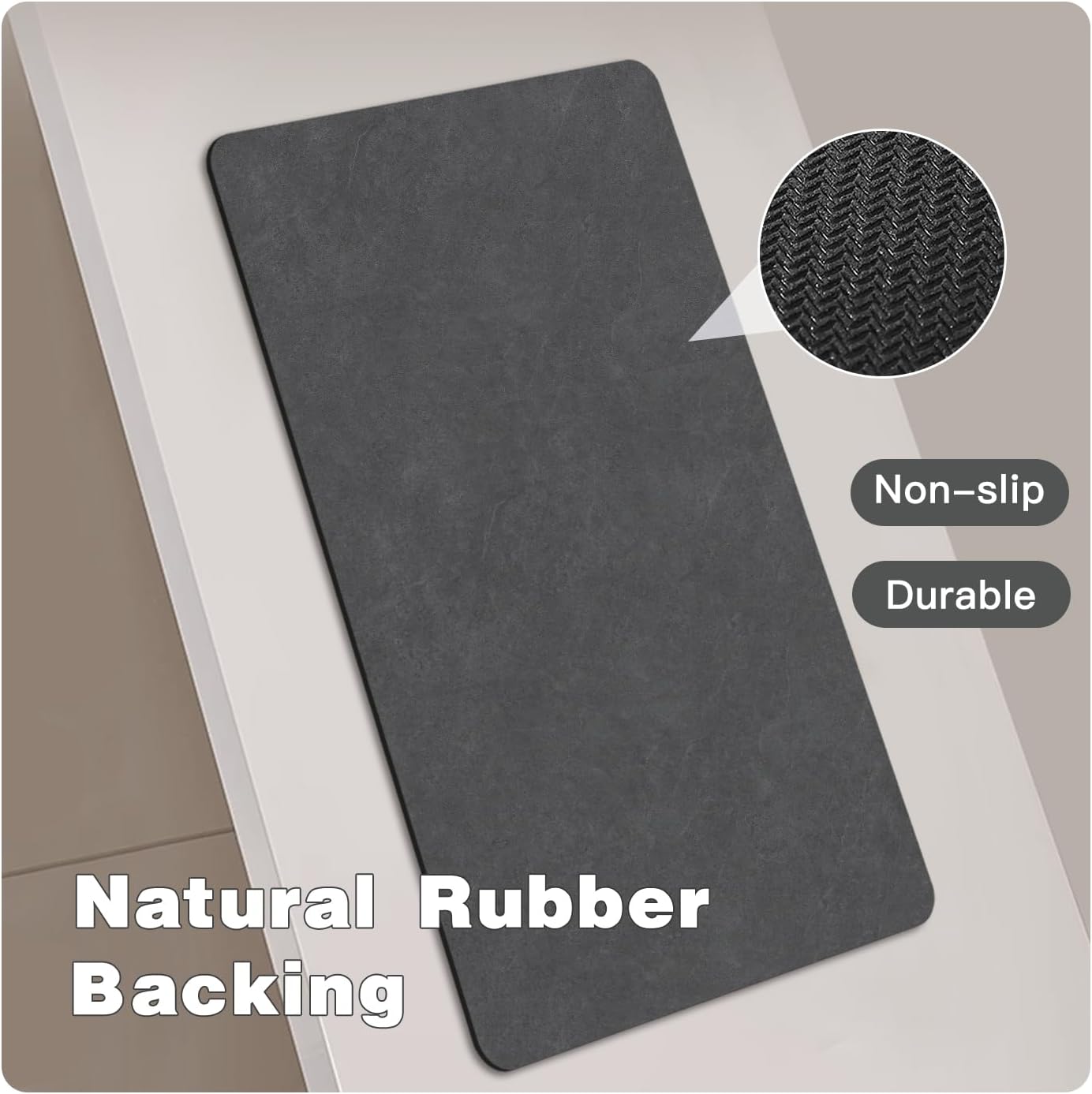 Small Bathroom Mat Quick Dry, Bathroom Rugs Non Slip Washable Thin Absorbent Bath Mat Fits Under Door Bathroom Floor Mat Perfect for Bath, Shower, or Sink 12"x12" Dark Grey
