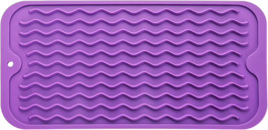Silicone Dish Drying Mat for Multiple Usage,Easy clean,Eco-friendly,Heat-resistant Silicone Mat for Kitchen Counter or Sink,Refrigerator or Drawer Liner Purple S 12 inches x 6 inches