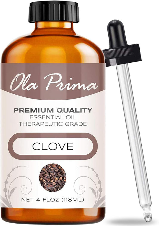 Ola Prima Oils - Clove Essential Oil 4 oz, Clove Oil for Skin, Diffuser, Natural, Premium Grade - Clove Oil