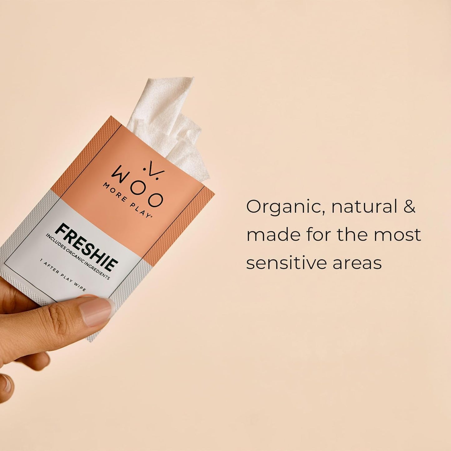 Woo More Play Freshies: All-Natural Feminine Intimacy Towelette Wipes with Coconut Water and Aloe Vera, Promotes Feminine Health & Helps Alleviate Irritation - Vegan and Cruelty Free, 20ct