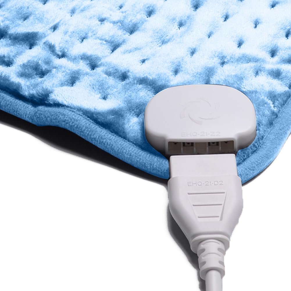 Ambershine 17''x33'' XXXL King Size Heating Pad with 12 Temperature Settings & 4 Auto-Off Countdown Timers, Pain Relief for Back/Neck/Shoulders/Abdomen/Legs, Christmas Gifts for mom dad (Light Blue)