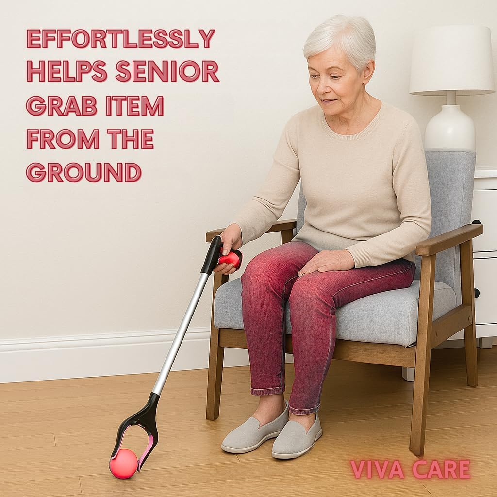 VIVA CARE Grabber Reacher Pickup Tool – Foldable, Lightweight, an Arm Extension for Seniors and Injured [Rose]