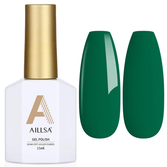 AILLSA Green Gel Nail Polish Shamrock Green Gel Polish Pine Spring Gels Long Lasting Bright Color Opaque Gel Polish Soak Off U V Gel Nail Saint Patrick's Day Gifts 0.51 Fl Oz/GF08