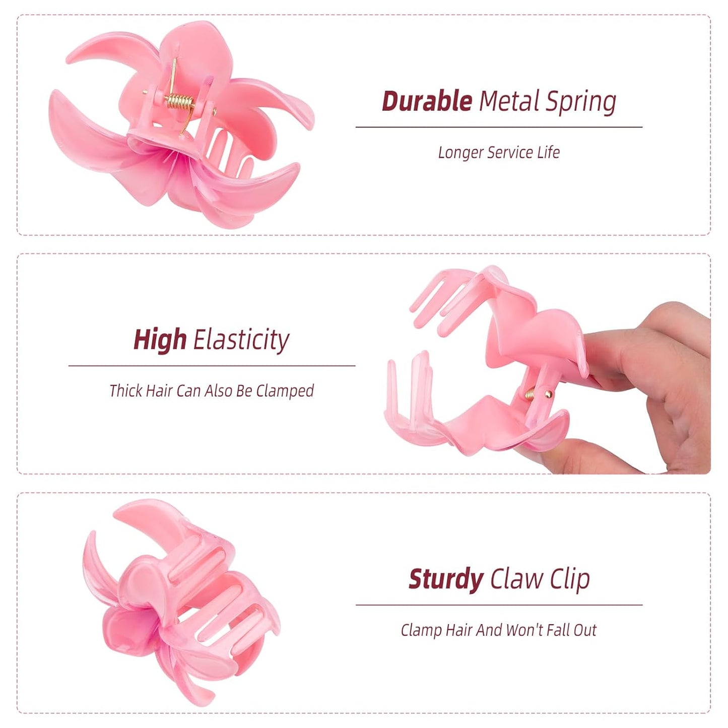 Hawaiian Flower Hair Claw Clip for Women 6 PCS Plumeria Flower Hair Clips for Thick Thin Hair Hawaii Hair Accessories - Glossy 1