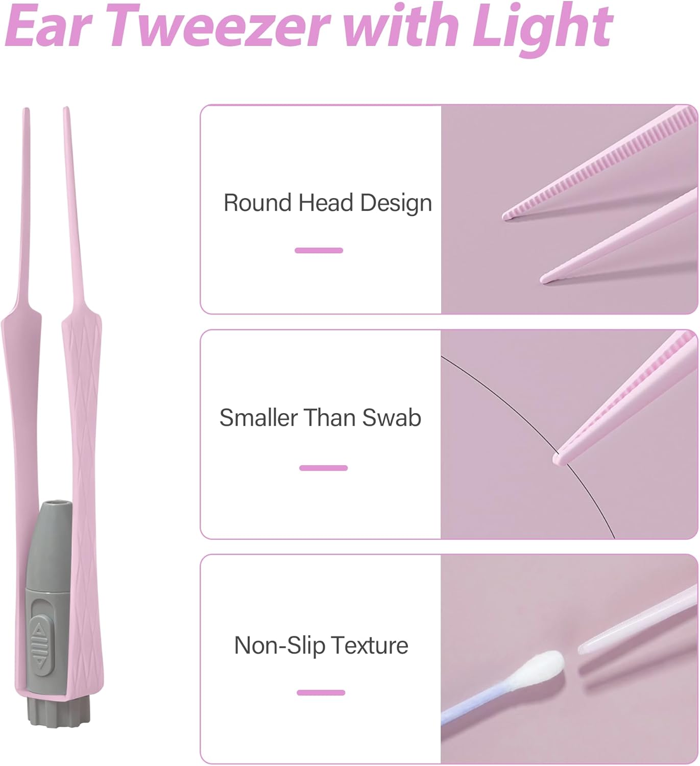 15 Pack Ear Wax Removal Tool Kit with Light - LED Ear Cleaning Kit, Ear Wax Removal for Kids and Adults, Ear Cleaning Tool, Ear Picker Spoon & Ear Tweezers & Spiral Spring Ear Spoon Pink