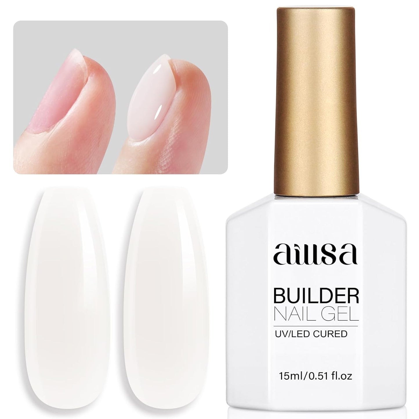 AILLSA Builder Gel for Nails Yogurt White 7 In 1 Hard Gel Polish for Nail Thickening Nude Milky Extension U V Gels Natural Color Strengthener Gels Nails Polish for Nail Art Base Coat Need 0.51 Oz GB07
