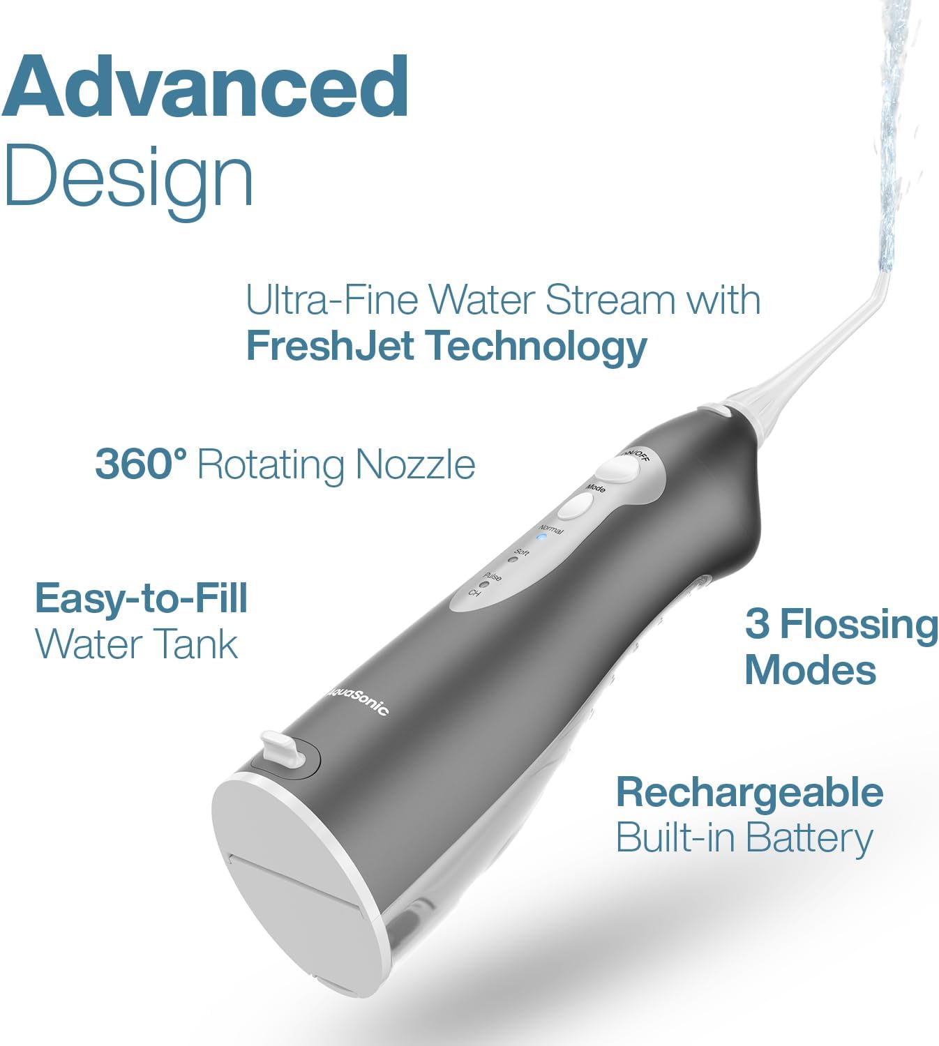 AquaSonic Water Flosser - Cordless Rechargeable Water Flossers for Teeth Cleaning - Waterproof Aqua Flosser, Portable Oral Irrigator for Dental Cleaning with 5 Jet Tips – Braces Home Travel