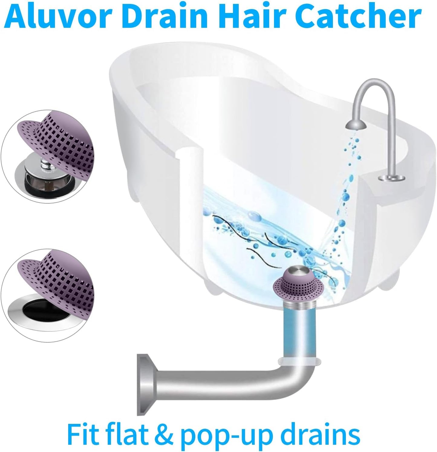 Shower Drain Hair Catcher, Bathtub Drain Cover Foldable Silicone Shower & Tub Protector for Pop-Up & Regular Drains