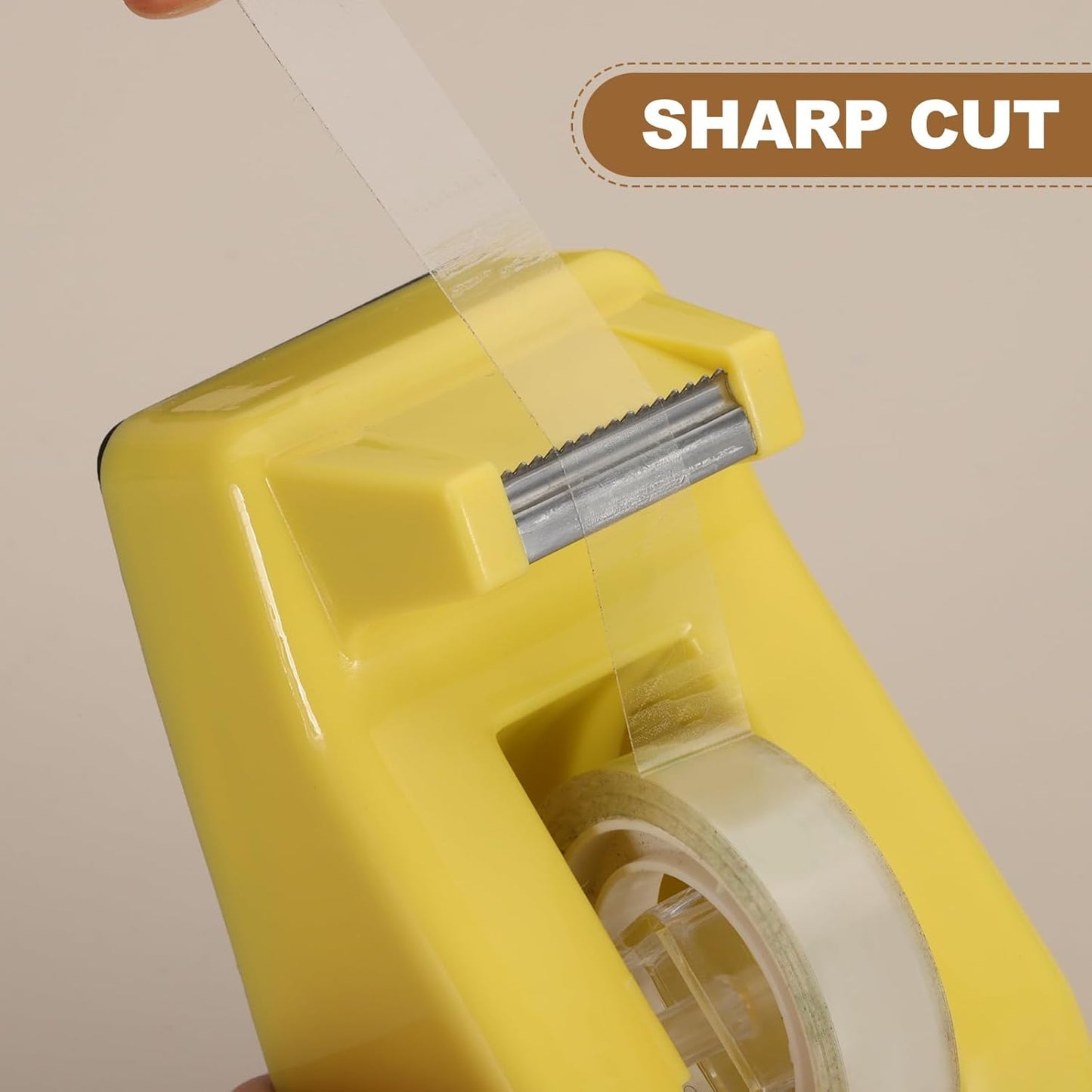 PATIKIL 2pcs Tape Dispenser Desk, Small Tape Dispenser Cute Desktop Dispenser Holder for Tape Office Desktop, Yellow Orange