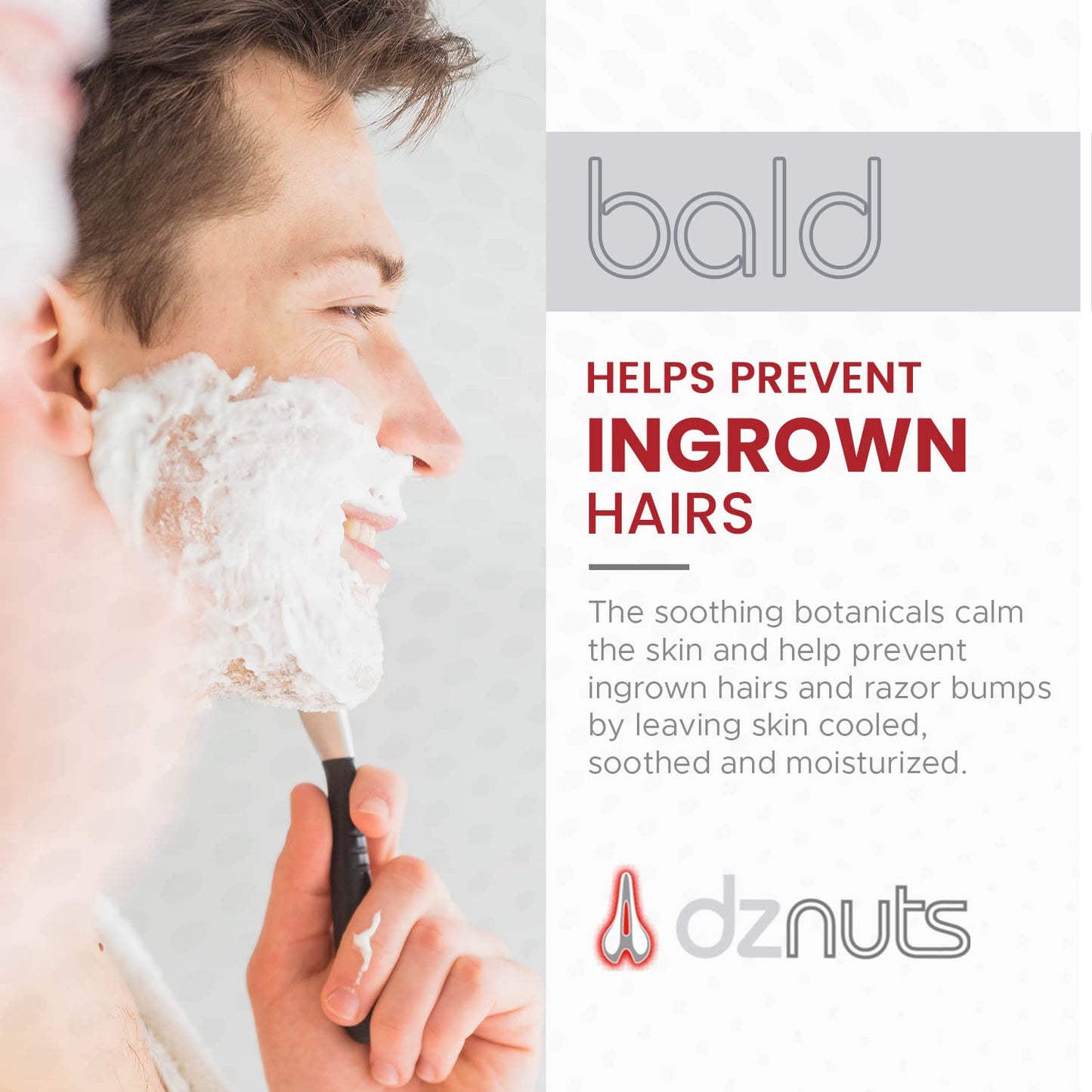 dznuts - Bald Super Smooth Shaving Cream - Prevents Razor Burns, Ingrown Hairs, Cooled and Moisturized Skin - 6.7 fl. oz, 2 Pack