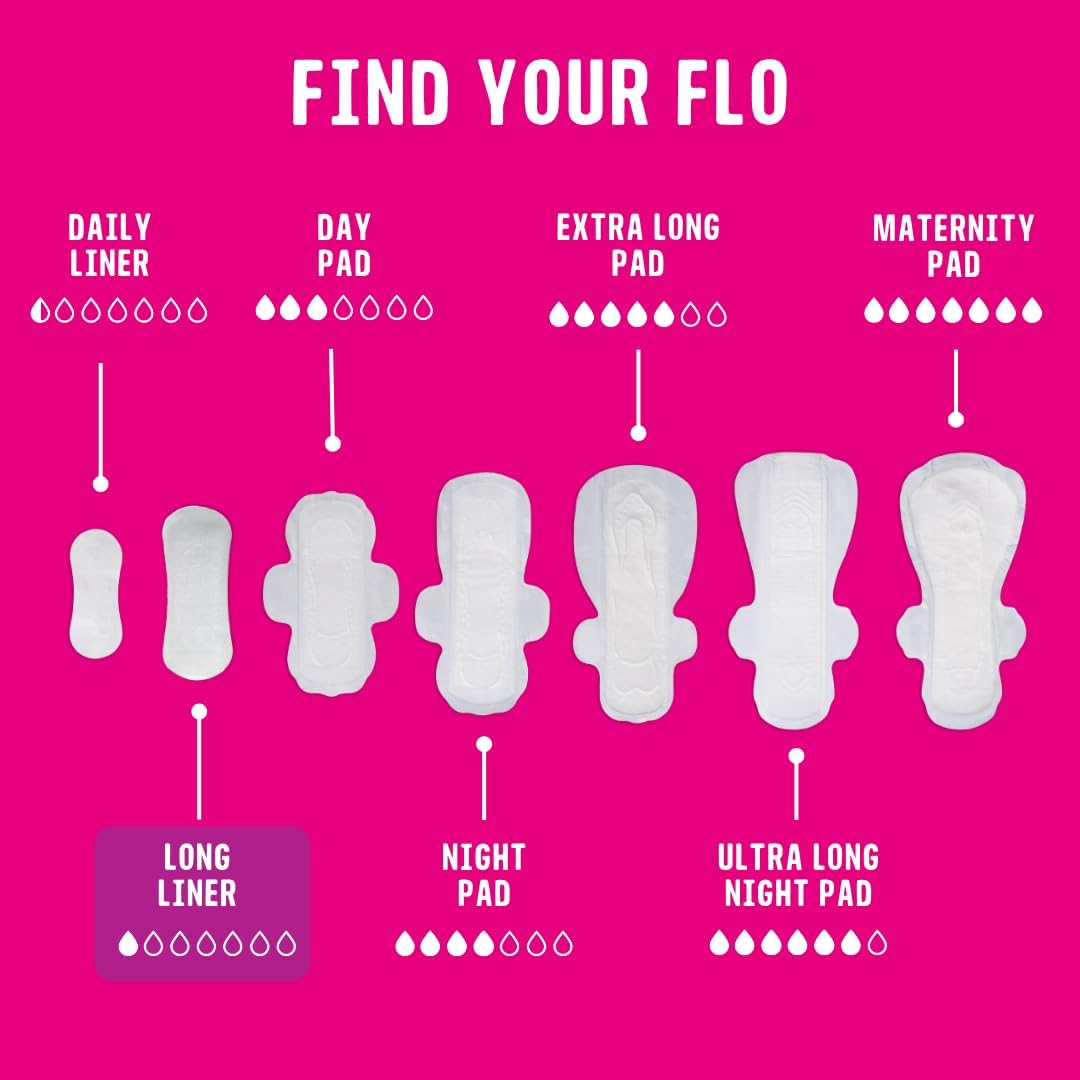 Flo Bamboo Long Daily Panty Liners Unwrapped + Ultra Thin (24 liners)