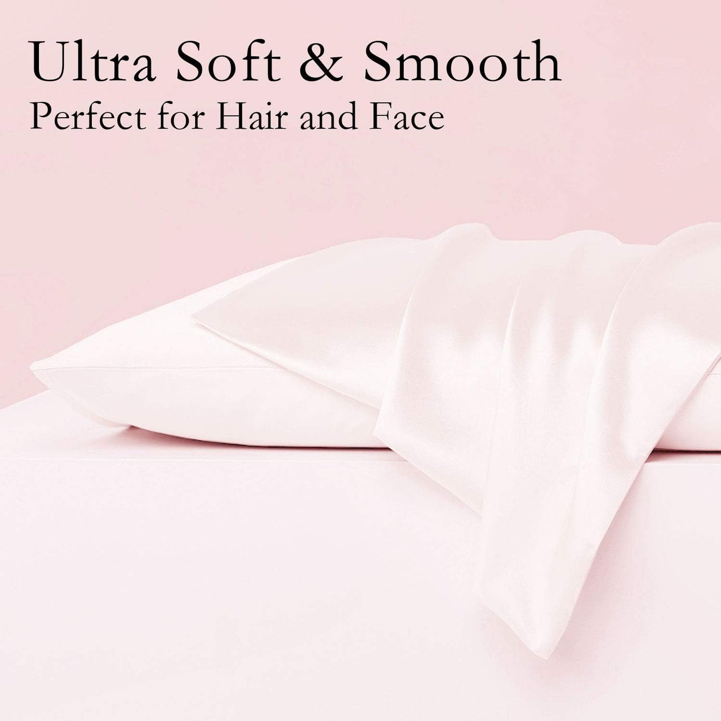 Silk Pillowcase Set - 2 Pack, 100% Mulberry Silk, Hypoallergenic, Soft, Breathable, Reduces Wrinkles, Light Pink