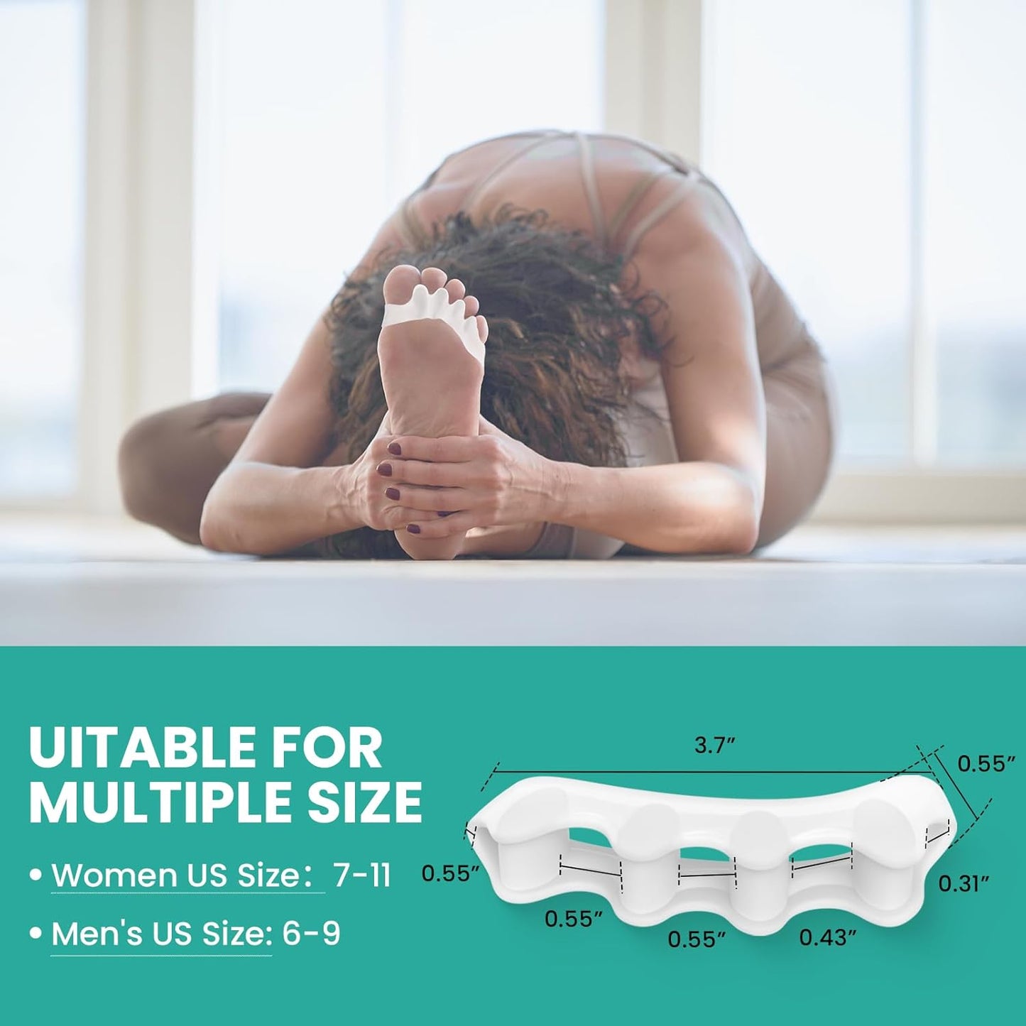 Welnove Toe Separators Spacers for Women - 8 Pack Gel Toe Straightener to Correct Bunions and Relieve Foot Pain - Silicone Toe Spacers for Hammertoe Yoga Practice - White