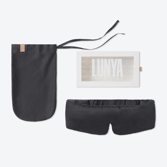 Lunya Sleep Mask with Box - Washable Silk Sleeping Mask and Headband for Beauty Routines - Thermoregulating Comfort for Restful Nights - Silk Eye Mask for Women - Small - Meditative Grey