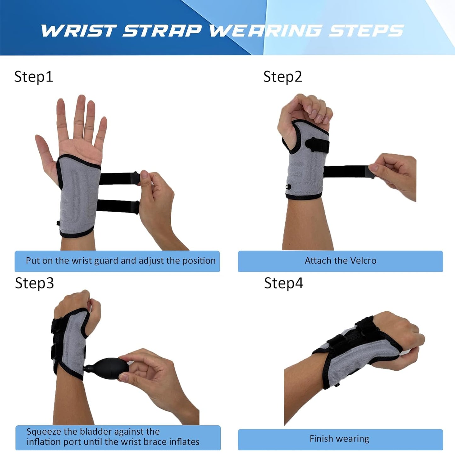 Wrist Brace for Carpal Tunnel Night Support, Inflatable waterproof Wrist Support with Air Compression for Pain Relief Caused by Tendonitis, Arthritis and Sprains,One Size Adjustable Hand Brace for Men and Women
