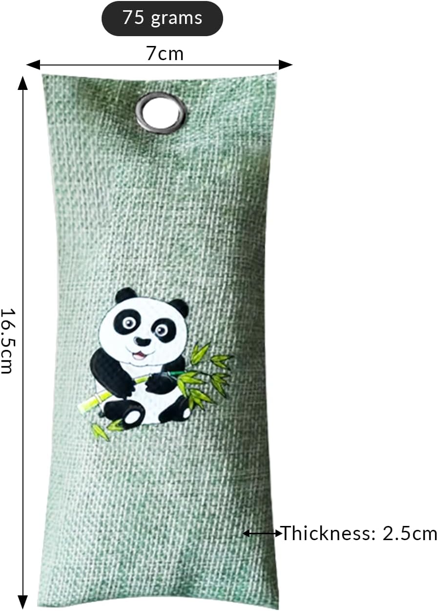 4 Pack charcoal odor absorber,Bamboo Charcoals Air Purifying Bag Charcoals Deodorizer Eliminator for Strong Odors in Car, Closet, Shoe, Basement (75G*4 Pack Panda, Unscented)
