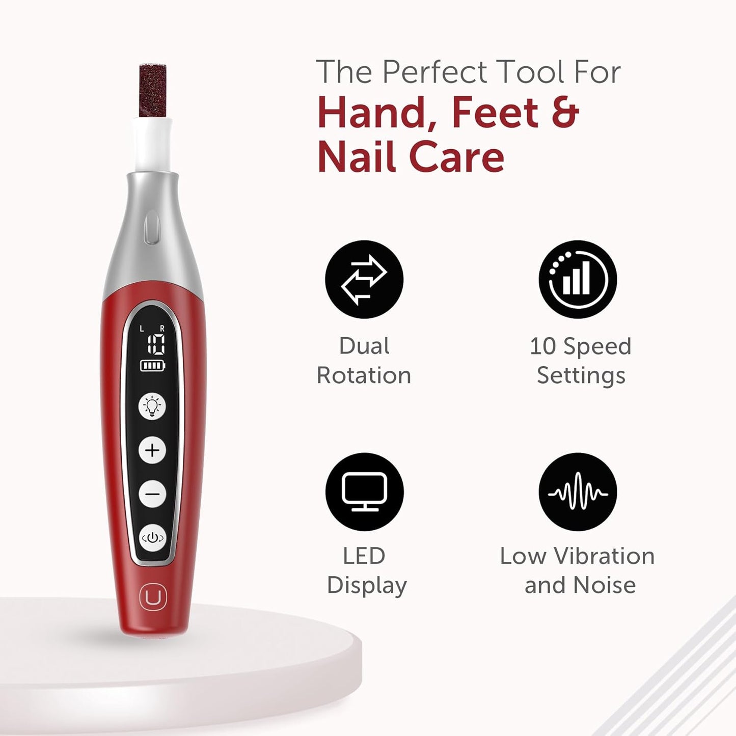 PediLux Pro Professional Manicure Pedicure Kit, Cordless Electric Nail File Drill Set, Thick Toenail Grinder, Toe Nail Dremel Tools, Filer, Buffer, Sander, Remove Cuticles, Callus for Women & Men