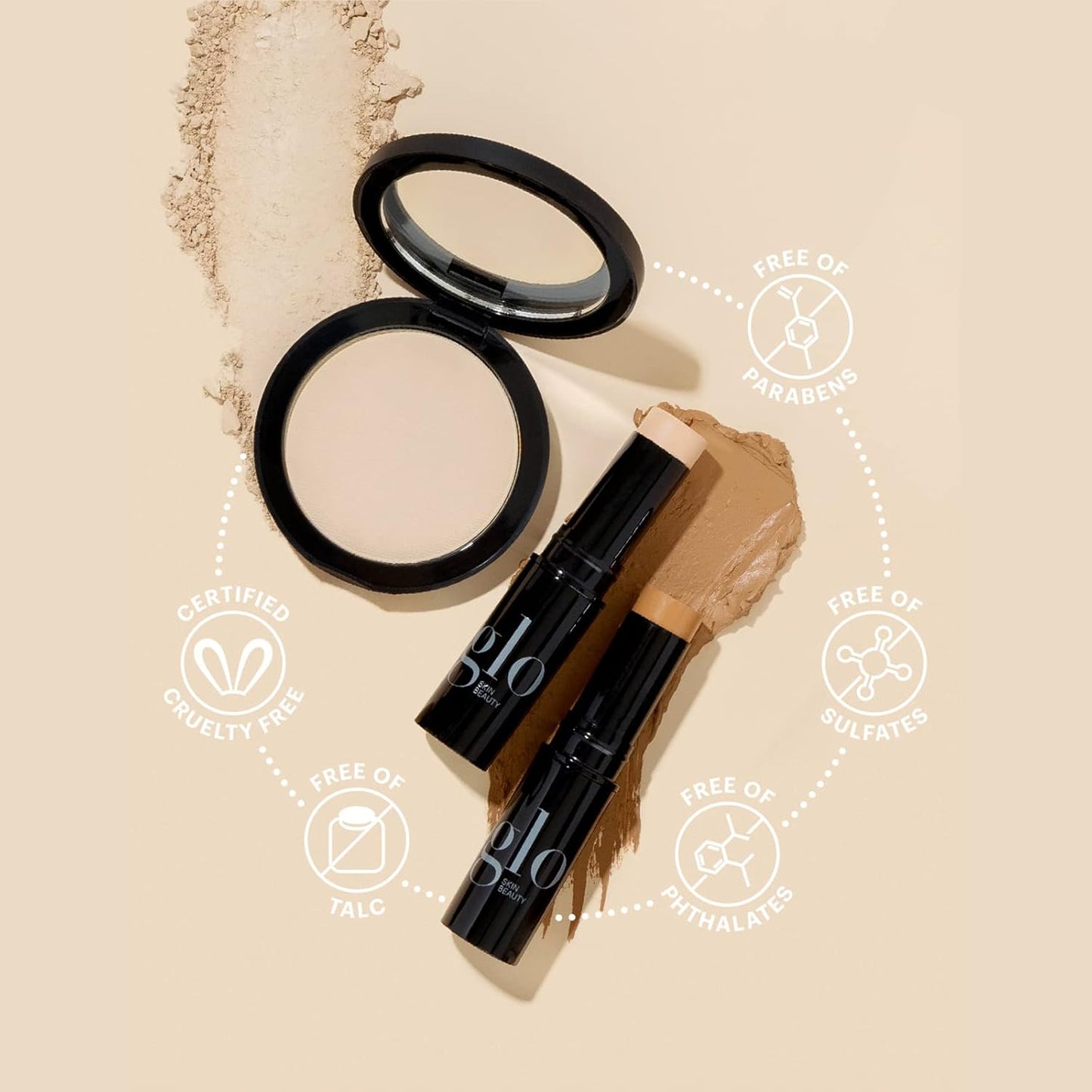 Glo Skin Beauty Pressed Base Powder Foundation Makeup (Honey Medium) - Flawless Coverage for a Radiant Natural, Second-Skin Finish