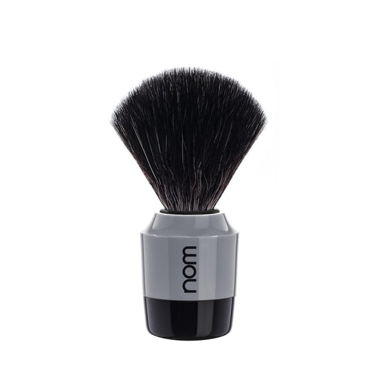 NOM Marten shaving brush | Vegan Shave Brush for Shaving soaps and creams | sustainable eco-friendly and reusable | exfoliating shaving brush | Grey handle