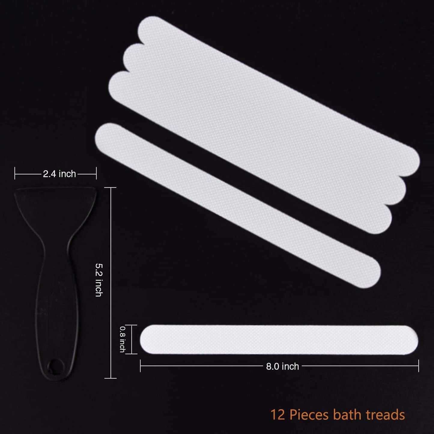 Anti Slip Shower Stickers 24 PCS Safety Bathtub Strips Adhesive Decals with Premium Scraper