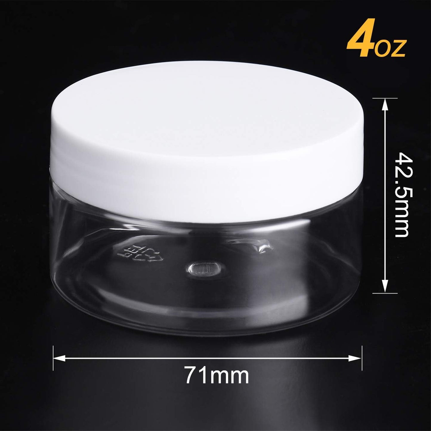 Empty 12 Pack Clear Plastic Storage Favor Jars Wide-mouth Plastic Containers with Lids for Beauty Products, DIY Making or Others (4 oz, White)