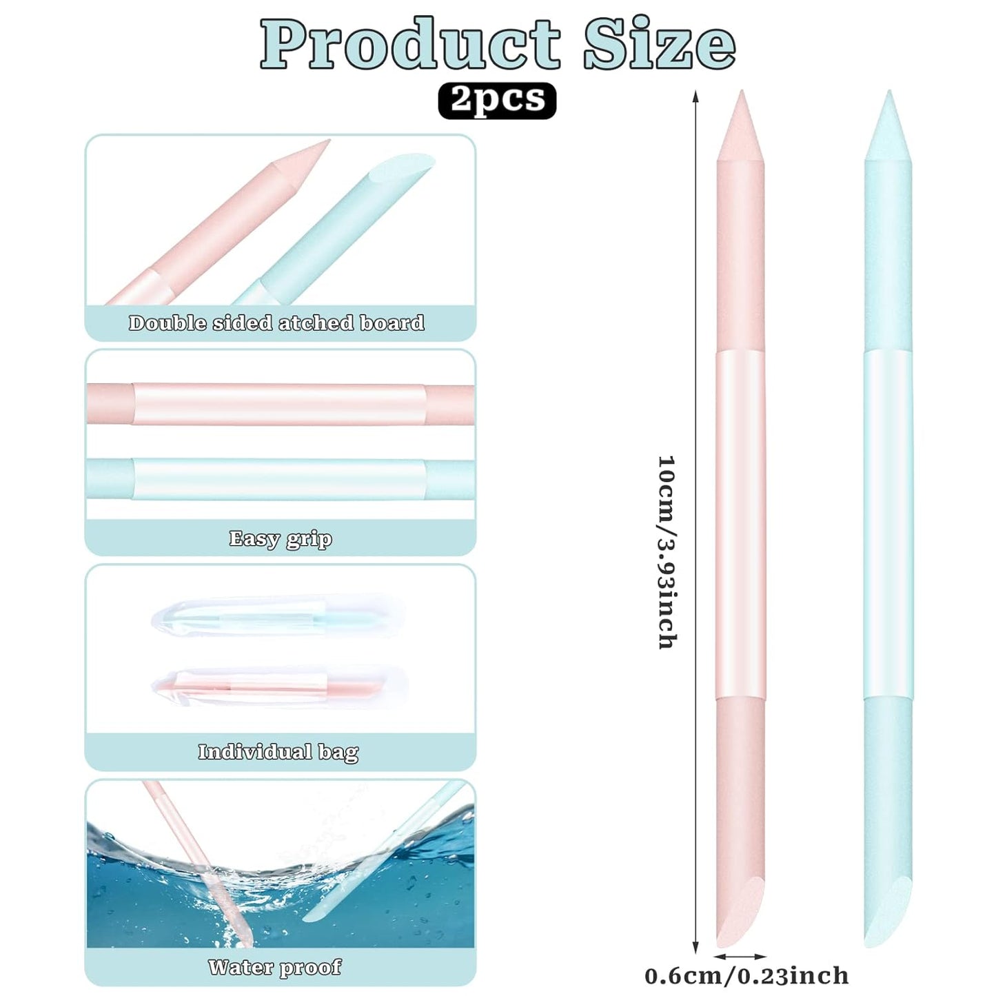 Glass Cuticle Pusher Set of 2 Cuticle Remover Tool Nail Cuticle Trimmer Double Sided Glass Manicure Stick Angled Cuticle Filing Pusher