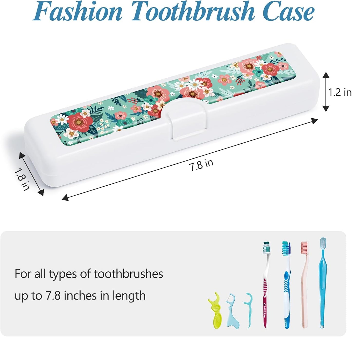 Toothbrush Travel Case - Colorful Pattern, Holder and Covers for Toothbrushes, Includes Tongue Scraper Case
