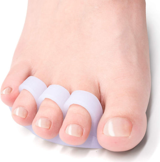 Welnove Hammer Toe Crests Straightener 4 Pcs Gel Toe Support Pads Cushion Relief for Overlapping-Curled-Hammer-Claw Toes, 3 Loop Design, White