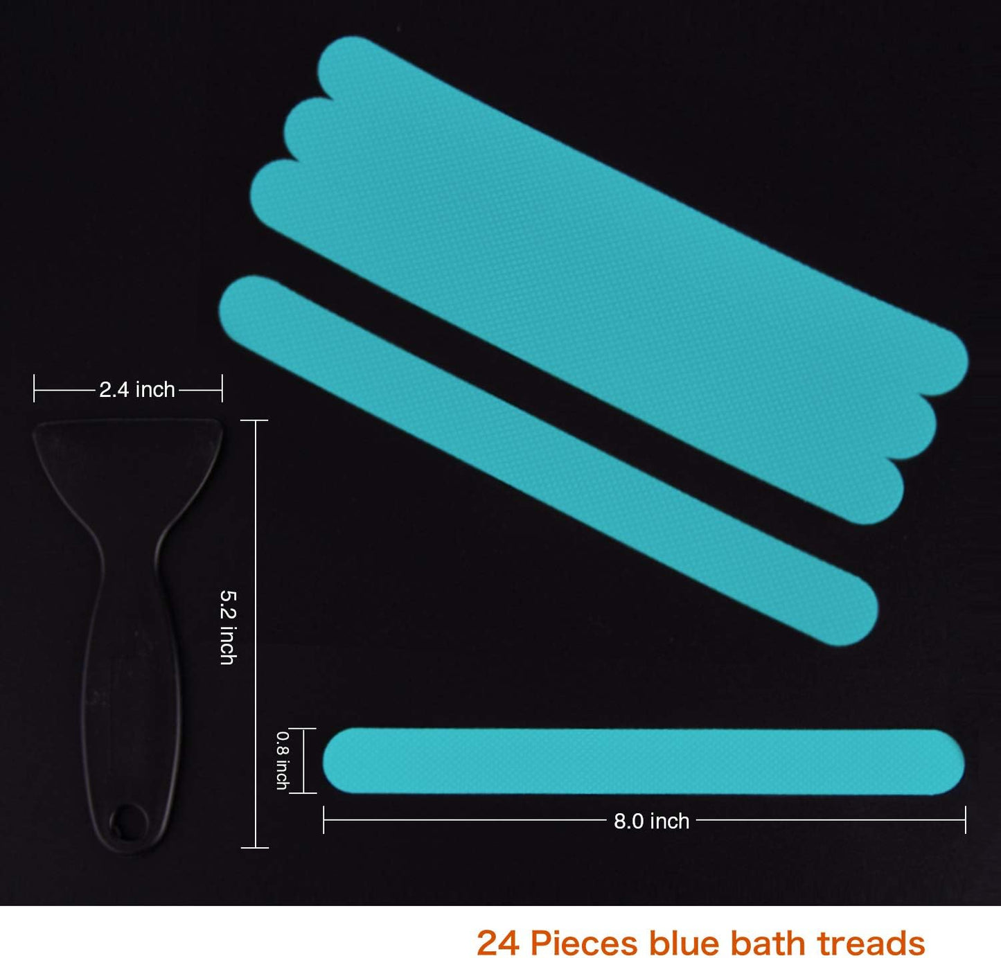 Anti Slip Shower Stickers, Safety Bathtub Strips Adhesive Decals with Premium Scraper for Bath Tub Shower Stairs Ladders Boats (Blue)
