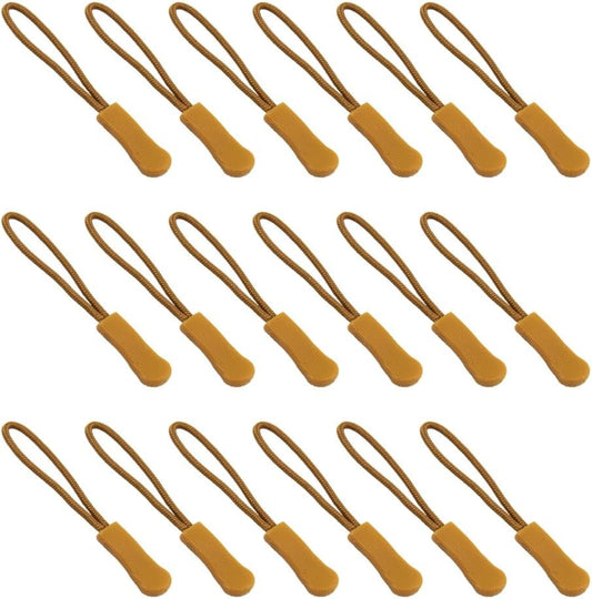 Ruidee 50 Pieces Zipper Pulls Zipper Tabs Zipper Pull Cord Extender Replacement Zipper Pulls for Backpacks, Jackets, Luggage, Purses, Handbags（Brown）