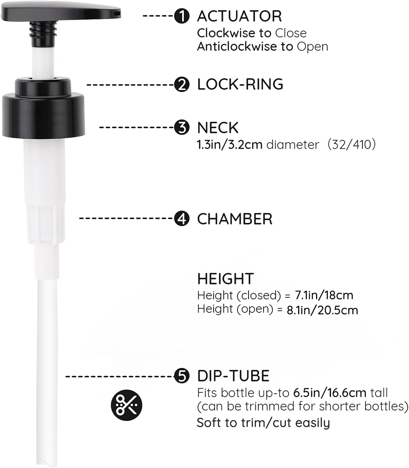 Lotion Dispenser Pump Head, Segbeauty 3 Pack Shampoo Shower Bottle Pump Replacement, Empty Refillable Bottle Tube Pump Top for Soap Conditioner Lotion Body Wash Bathroom Kitchen