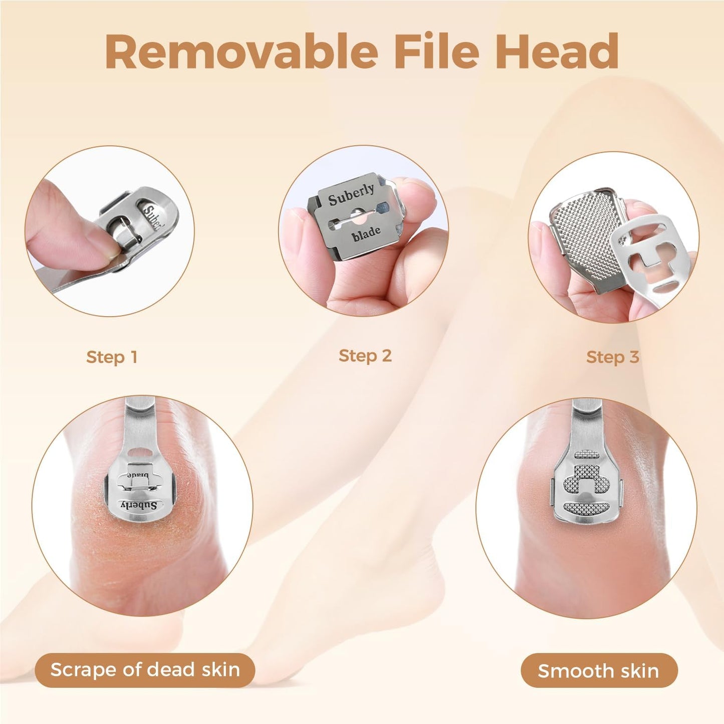 Foot File Foot Scrubber Pedicure - Callus Remover for Feet Easkep Professional Grater Rasp Foot Scraper Corns Callous Removers Cracked Dead Skin Remover for Dry and Wet Feet (Golden Set)