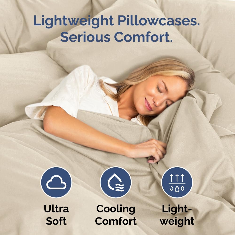 Long Pillowcases - Body Pillow Cover - Long Pillow Insert for Sleeping, Side Sleepers - Soft & Breathable Body Pillow Case with Envelope Enclosure - Comfy, Cozy & Machine Washable - 20" x 54" (Wheat)