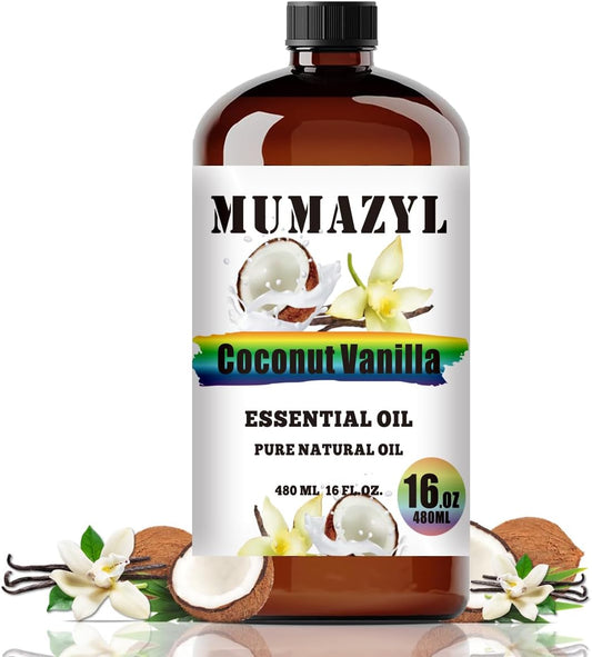 Coconut Vanilla Essential Oil, Coconut Vanilla Oil 16 Fl Oz 480ML for Diffuser Humidifier Yoga Cleaning DIY Candle Soap Making Essential Oils