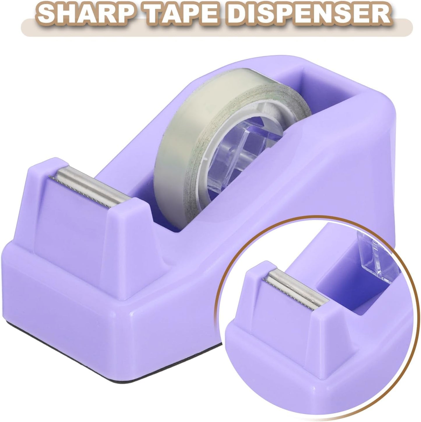 PATIKIL 2pcs Tape Dispenser Desk, Small Tape Dispenser Cute Desktop Dispenser Holder for Tape Office Desktop, Purple