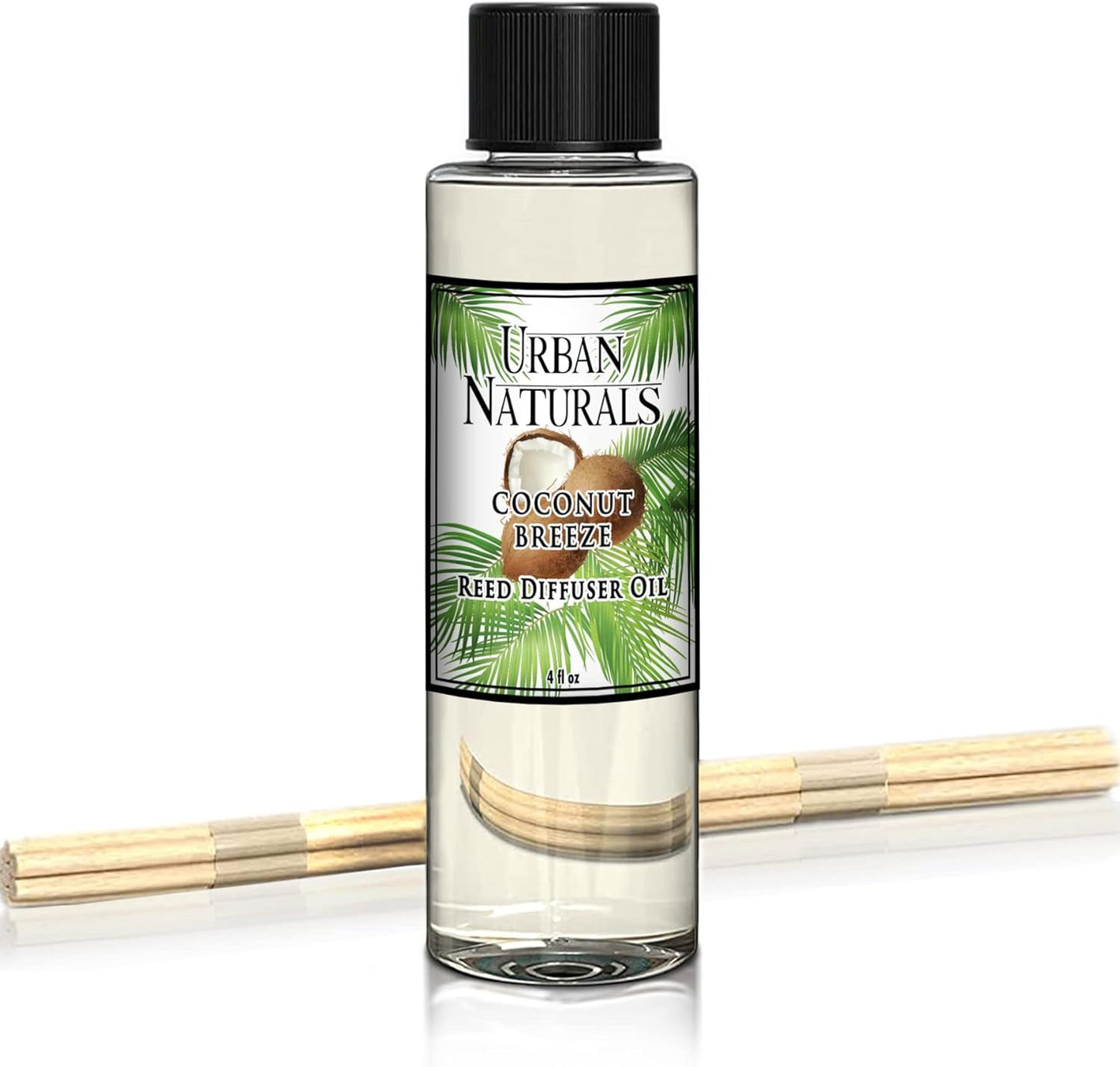 Urban Naturals Coconut Breeze Scented Oil Reed Diffuser Refill | Includes a Free Set of Reed Sticks! Warm Coconut, Pineapple and Tahitian Vanilla – 4 oz. Made in The USA