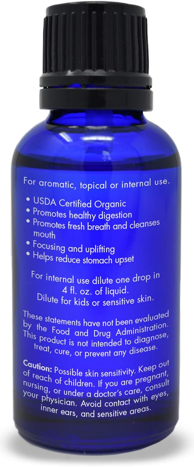 Organic, Spearmint Oil, Food, Grade, for Facial Hair, PCOS, Hair Removal – 100% Pure, Therapeutic, Spearmint Essential Oil, by Zongle Therapeutics, 1 OZ