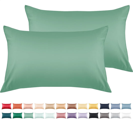 Warmstar Cotton Pillow Cases King Size Set of 2, 600 Thread Count Pillowcases 20x36 Inches, Soft Long Staple Cotton Pillowcases Breathable with Envelope Closure,Zephyr Green