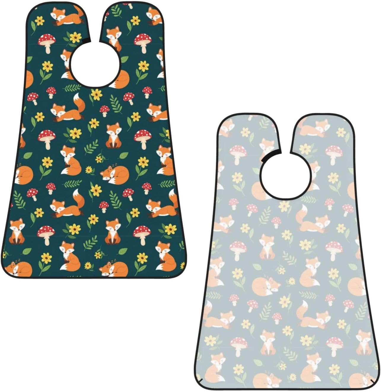 Strong Suction Cup Beard Grooming Bib, Non-Stick Hair Catcher, Waterproof, for Shaving, Summer Leaves Flowers Floral Foxes