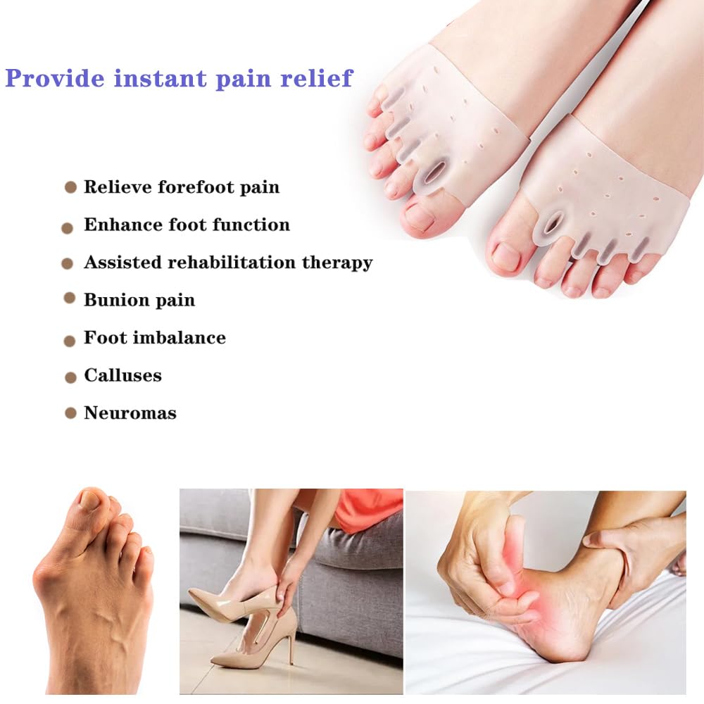 4Pcs Gel Toe Separators, Metatarsal Pads, Bunion Corrector Cushion, Toe Spacers, Ball of Foot Cushions, Soft&Breathable, Idea for Mortons Neuroma,Blisters,Diabetic Feet,Hammer Toe,Rapid Pain Relief