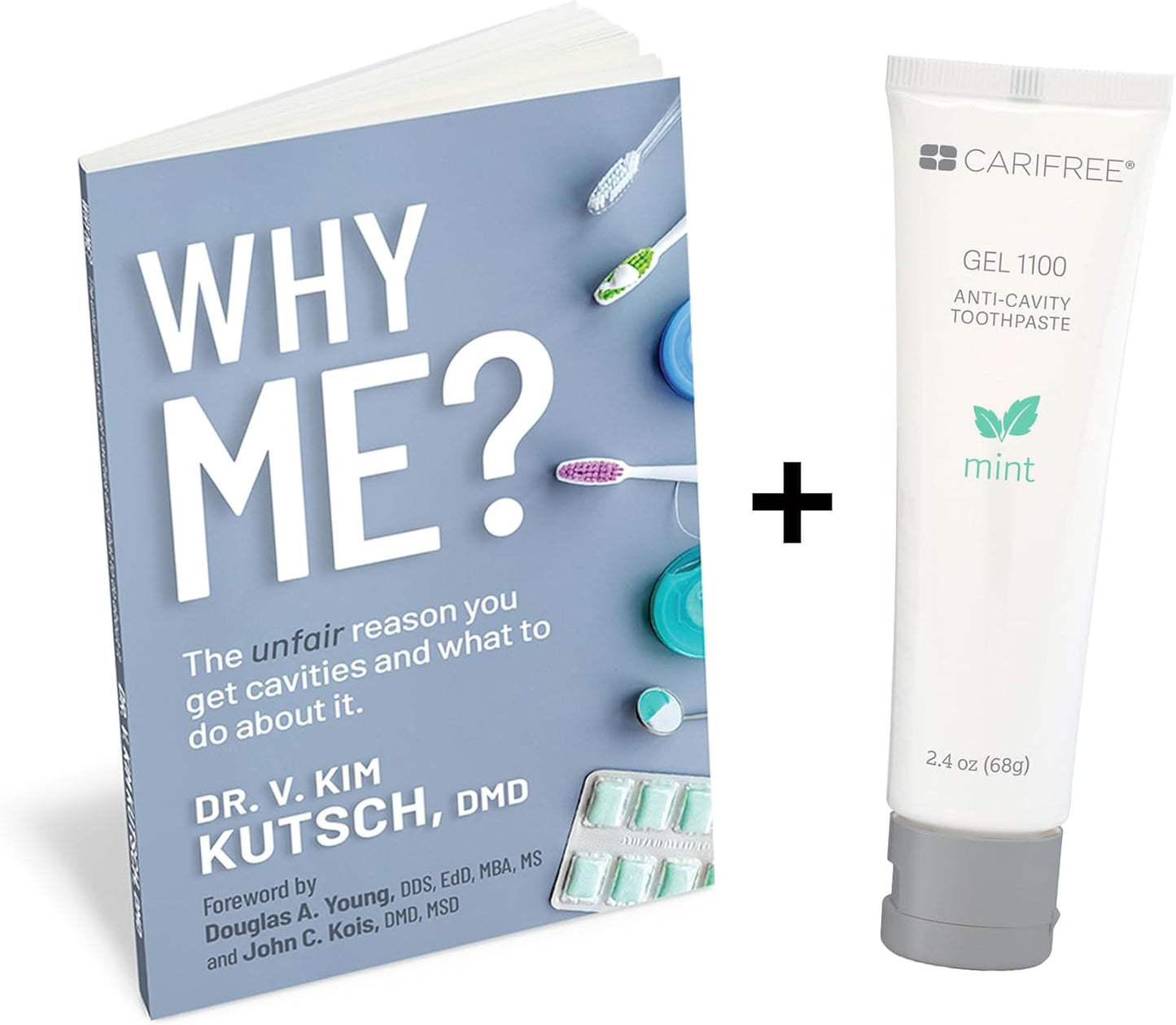 CariFree Gel 1100 (Mint) Anti-Cavity Fluoride Toothpaste with Nano Hydroxyapatite, Enamel Protection, Dentist Recommended for Kids and Adults, Dentist Developed, 2.40 oz. (Pack of 1 + Book)