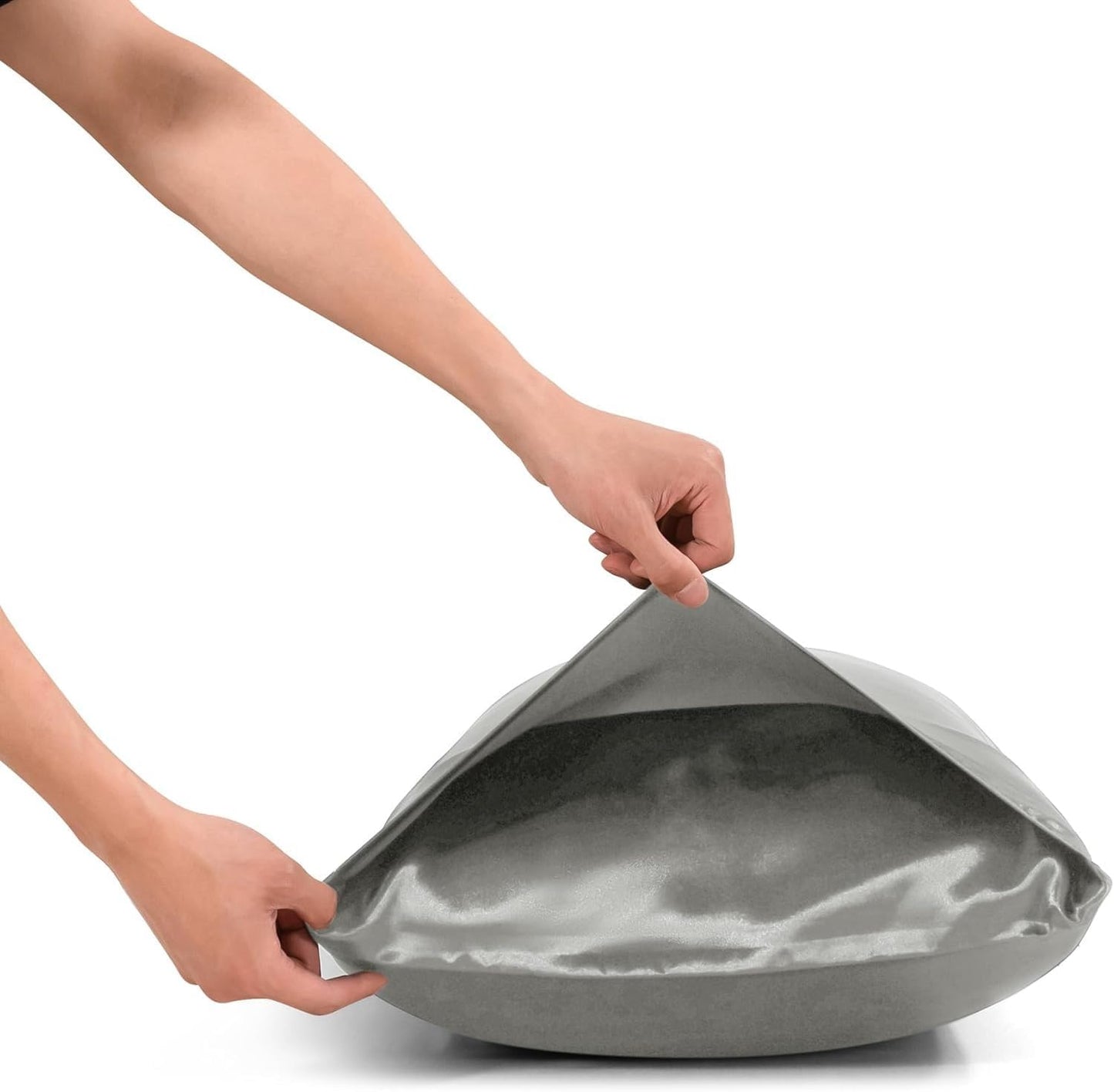 Juwenin Bedding,Super Soft and Luxury Silky Satin Pillowcase (Silky Satin Pillow Case for Hair) Set of 2 (Dark Grey, King (20'x40'))