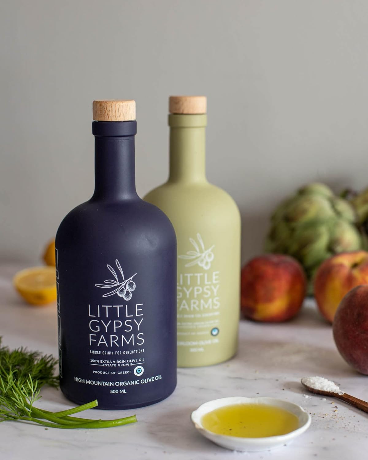 High Mountain Organic EVOO from Little Gypsy Farms | Extra Virgin Olive Oil from a Single Estate in Greece | First Cold-Pressed | High Polyphenols & Amino Acids | Non-GMO | 350ml (2 Pack)